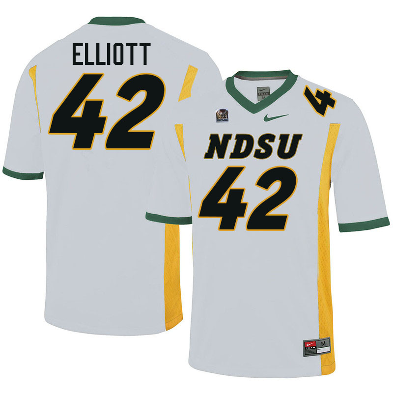 North Dakota State Bison #42 Alex Elliott College Football Jerseys Stitched-White